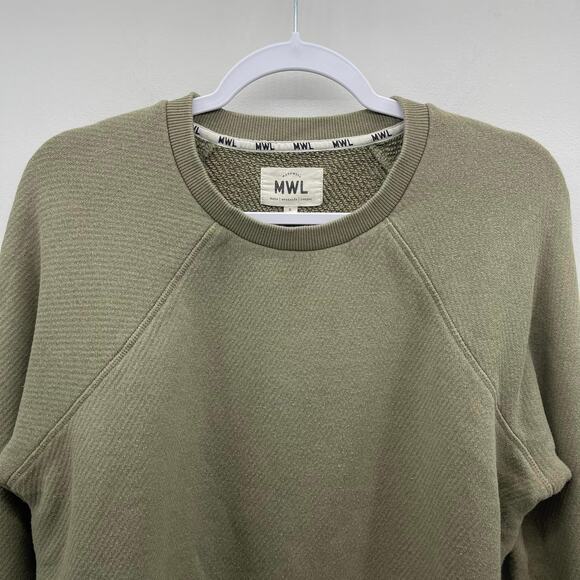 Madewell MWL Airyterry Crop Sweatshirt in Heather Olive Tree Green - Picture 3 of 7
